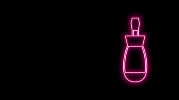 Gloeiende neon lijn Schroevendraaier pictogram geïsoleerd op zwarte achtergrond. symbool van het servicewerktuig. 4K Video motion grafische animatie — Stockvideo