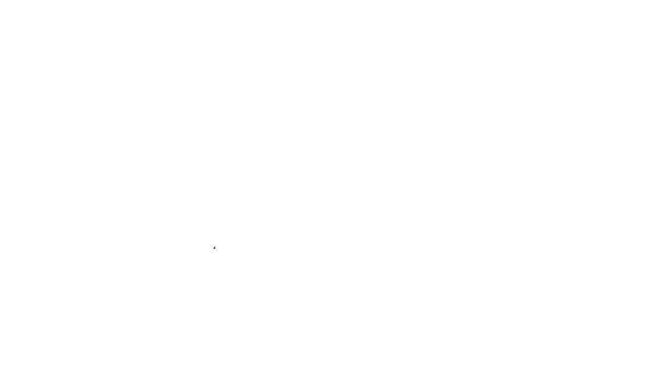 Черная линия Электрическая циркулярная пила со стальным зубчатым диском значок изолирован на белом фоне. Электрический ручной инструмент для резки дерева или металла. Видеографическая анимация 4K — стоковое видео