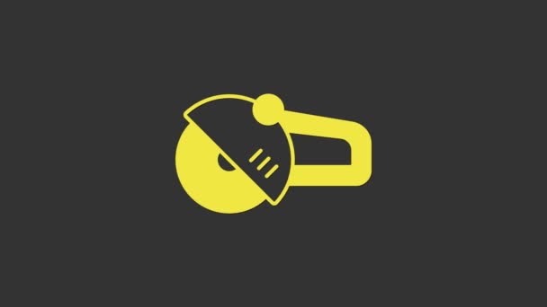 Yellow Angle grinder icon isolated on grey background. 4K Video motion graphic animation — Stock Video