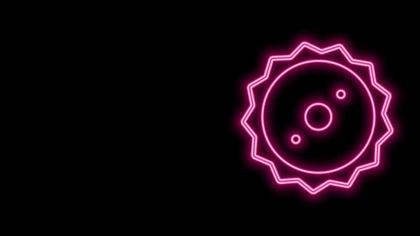 Glowing neon line Circular saw blade icon isolated on black background. Saw wheel. 4K Video motion graphic animation — Stock Video