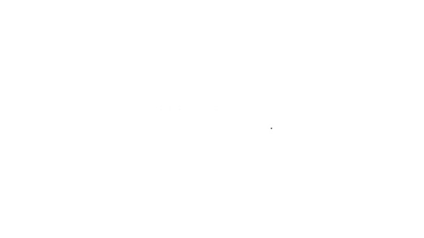 Linea nera Sega circolare elettrica con icona a disco dentato in acciaio isolata su fondo bianco. Utensile elettrico manuale per tagliare legno o metallo. Animazione grafica 4K Video motion — Video Stock