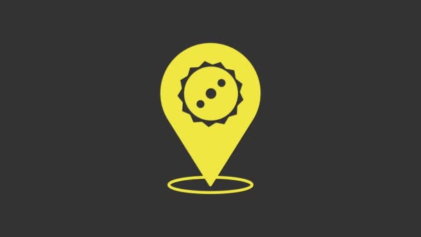 Icono de hoja de sierra circular amarilla aislado sobre fondo gris. Rueda de sierra. Animación gráfica de vídeo 4K — Vídeos de Stock