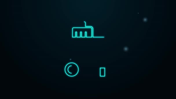 Glowing neon line Air compressor icon isolated on black background. 4K Video motion graphic animation — Stock Video