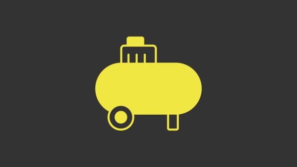 Yellow Air compressor icon isolated on grey background. 4K Video motion graphic animation — Stock Video