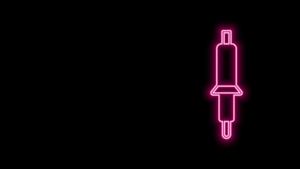 Glowing neon line Soldering iron icon isolated on black background. 4K Video motion graphic animation — Stock Video