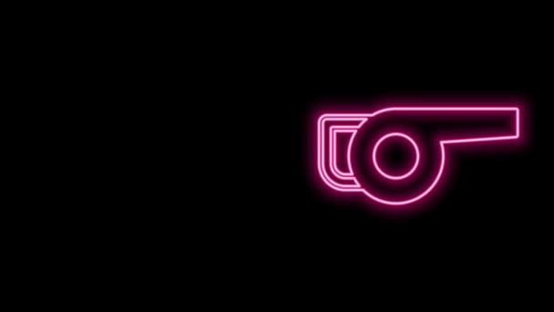 Linea neon luminosa Icona soffiatore da giardino foglia isolata su sfondo nero. Animazione grafica 4K Video motion — Video Stock