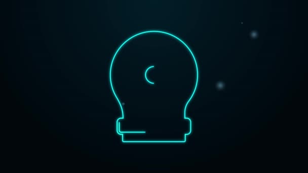 Glowing neon line Astronaut helmet icon isolated on black background. 4K Video motion graphic animation — Stock Video