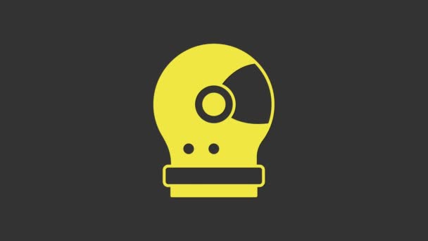 Yellow Astronaut helmet icon isolated on grey background. 4K Video motion graphic animation — Stock Video