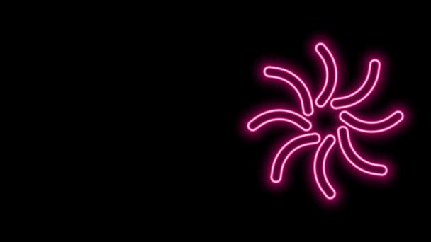 Gloeiende neon lijn Zwart gat pictogram geïsoleerd op zwarte achtergrond. Ruimtegat. Een ineenstorting. 4K Video motion grafische animatie — Stockvideo