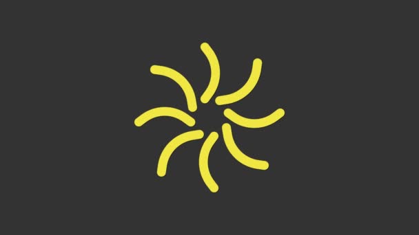 Icono del agujero negro amarillo aislado sobre fondo gris. Un agujero espacial. Colapsar. Animación gráfica de vídeo 4K — Vídeo de stock