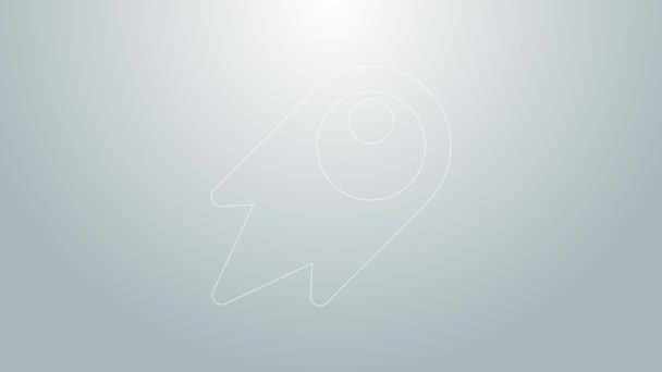 Linea blu Cometa cadere icona veloce isolato su sfondo grigio. Animazione grafica 4K Video motion — Video Stock