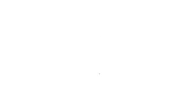 Ícone de telescópio de linha preta isolado em fundo branco. Ferramenta científica. Educação e astronomia elemento, spyglass e estrelas de estudo. Animação gráfica em movimento de vídeo 4K — Vídeo de Stock