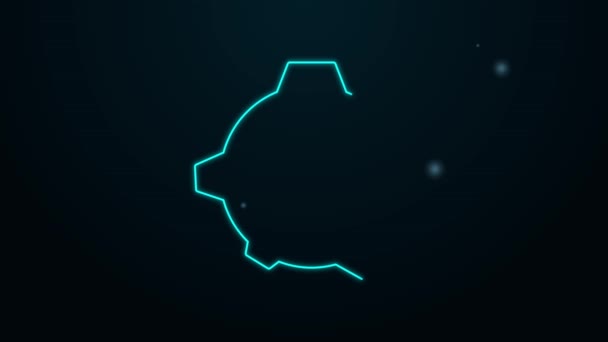 ネオンラインの輝き黒い背景に孤立した小惑星のアイコン。4Kビデオモーショングラフィックアニメーション — ストック動画