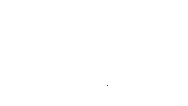 Línea negra Icono de nave cohete aislado sobre fondo blanco. Viaje espacial. Animación gráfica de vídeo 4K — Vídeo de stock