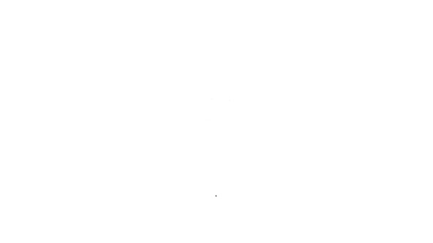 Черная линия Чужого значок выделен на белом фоне. Внеземное инопланетное лицо или символ головы. Видеографическая анимация 4K — стоковое видео