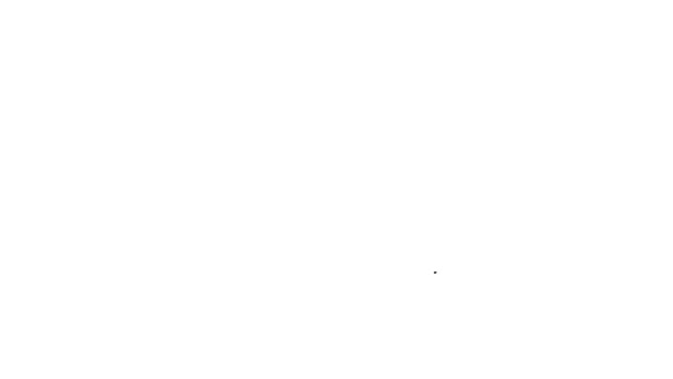 Ícone de navio cósmico de linha preta isolado no fundo branco. Animação gráfica em movimento de vídeo 4K — Vídeo de Stock