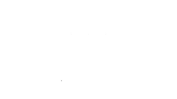黑线不明飞行物飞船图标孤立在白色背景。飞碟。外国太空飞船。未知数的未知数4K视频运动图形动画 — 图库视频影像