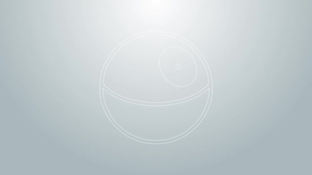 Blauwe lijn Planet icoon geïsoleerd op grijze achtergrond. 4K Video motion grafische animatie — Stockvideo