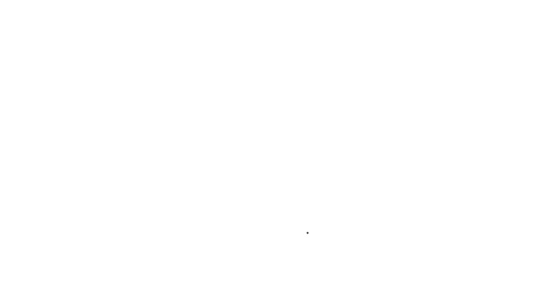 Ícone de telescópio de linha preta isolado em fundo branco. Ferramenta científica. Educação e astronomia elemento, spyglass e estrelas de estudo. Animação gráfica em movimento de vídeo 4K — Vídeo de Stock