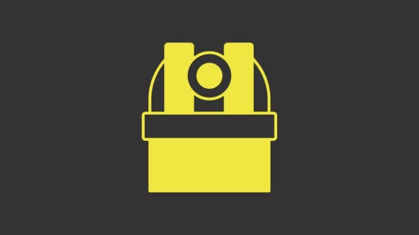 Yellow Astronomical observatory icon isolated on grey background. Observatory with a telescope. Scientific institution. 4K Video motion graphic animation — Stock Video