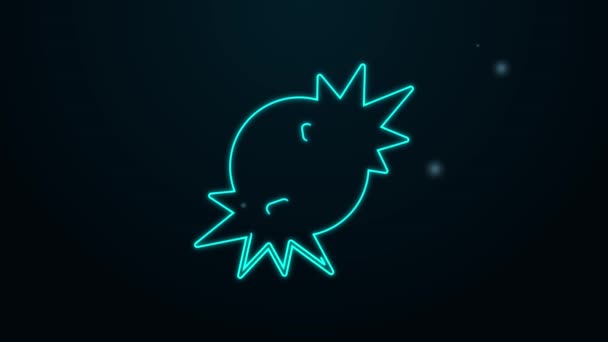 Leuchtende Leuchtlinie Bombe explosiver Planet Erde Kriegsgefahr Symbol isoliert auf schwarzem Hintergrund. 4K Video Motion Grafik Animation — Stockvideo