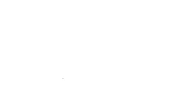 Черная линия Военная иконка собаки на белом фоне. Иконка идентификационного номера. Армейский знак. Видеографическая анимация 4K — стоковое видео