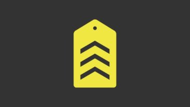 Sarı Sembol simgesi gri arkaplanda izole edildi. Askeri rozet işareti. 4K Video hareketli grafik canlandırması