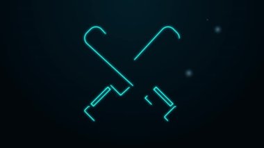 Parlayan neon çizgisi siyah arka planda izole edilmiş beyzbol sopası simgesini geçti. 4K Video hareketli grafik canlandırması