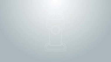 Mavi çizgi sahne standı veya podyum kürsüsü ikonu gri arkaplanda izole edilmiş. Konferans konuşma tribünü. 4K Video hareketli grafik canlandırması