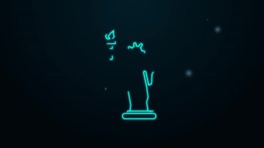 Parlayan neon hattı Özgürlük Heykeli simgesi siyah arkaplanda izole edildi. New York, ABD. 4K Video hareketli grafik canlandırması