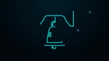 Philadelphia ikonundaki parlak neon hattı Özgürlük çanı siyah arka planda izole edildi. 4K Video hareketli grafik canlandırması
