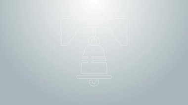 Philadelphia 'daki Özgürlük Çanı' nın mavi hattı gri arka planda izole edildi. 4K Video hareketli grafik canlandırması