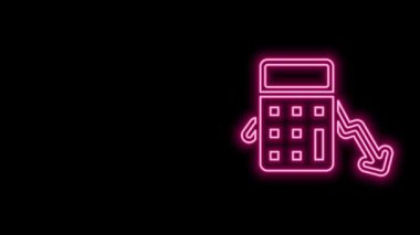 Parlayan neon hattı harcamalarının hesaplanması siyah arkaplanda izole edildi. 4K Video hareketli grafik canlandırması