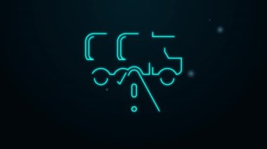 Parlayan neon hattı. Kargo aracı ikonu siyah arka planda izole edildi. 4K Video hareketli grafik canlandırması
