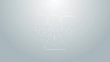 Mavi hat. Gri arkaplanda kargo kamyonu ikonu var. 4K Video hareketli grafik canlandırması