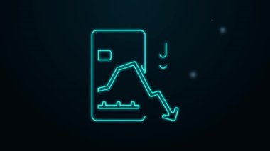 Parlayan neon hattı Mobil hisse senedi konsepti simgesi siyah arka planda izole edildi. Çevrimiçi ticaret, borsa analizi, iş ve yatırım. 4K Video hareketli grafik canlandırması