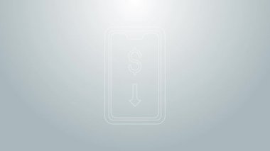 Mavi çizgi Mobil hisse senedi konsept simgesi gri arka planda izole edildi. Çevrimiçi ticaret, borsa analizi, iş ve yatırım. 4K Video hareketli grafik canlandırması