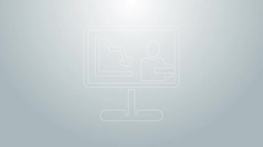 Mavi Hat Küresel Ekonomik Kriz Haber ikonu gri arka planda izole edildi. Dünya finans krizi. 4K Video hareketli grafik canlandırması