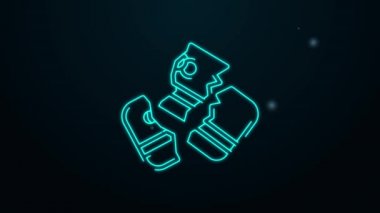 Parlak neon hattı makasları siyah arkaplanda izole edilmiş bir kredi kartı simgesini kesiyor. Çevrimiçi ödeme. Nakit çekilmesi. Finansal operasyonlar. Alışveriş tabelası. 4K Video hareketli grafik canlandırması
