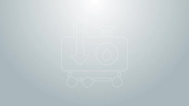 Ham petrol fiyatlarındaki mavi çizgi düşüşü gri arka planda izole edildi. Petrol endüstrisi krizi konsepti. 4K Video hareketli grafik canlandırması