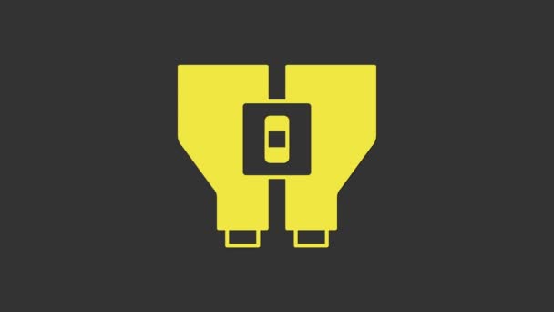Yellow Binoculars icon isolated on grey background. Find software sign. Spy equipment symbol. 4K Video motion graphic animation — Stock Video