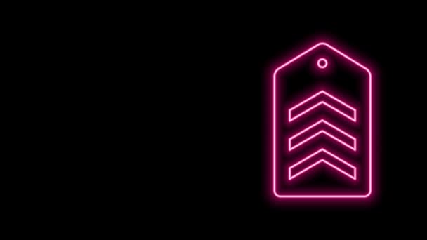 Gloeiende neon lijn Chevron icoon geïsoleerd op zwarte achtergrond. Militaire badge teken. 4K Video motion grafische animatie — Stockvideo