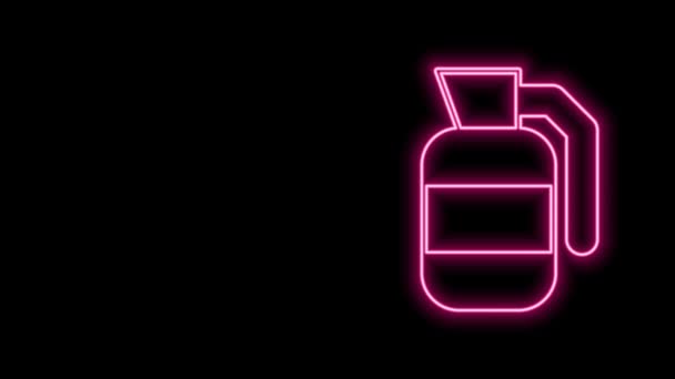 Glowing neon line Hand grenade icon isolated on black background. Bomb explosion. 4K Video motion graphic animation — Stock Video