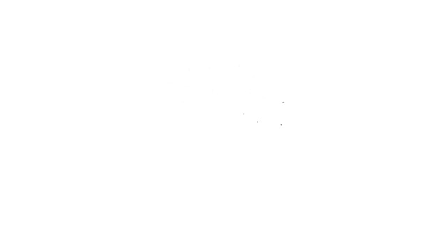 Czarna linia Pączek ze słodką ikoną glazury izolowane na białym tle. 4K Animacja graficzna ruchu wideo — Wideo stockowe