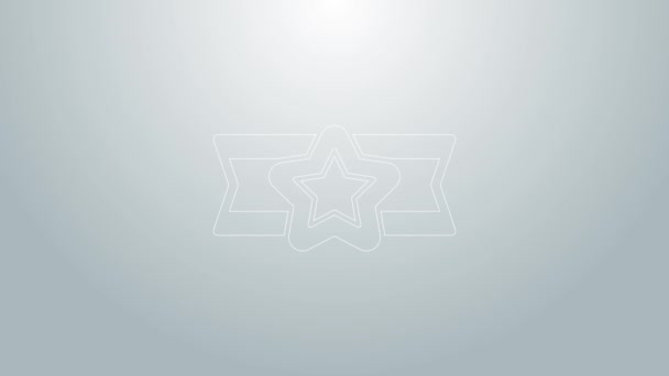 Icono militar Star American de línea azul aislado sobre fondo gris. Insignias militares. Parches del ejército. Animación gráfica de vídeo 4K — Vídeos de Stock