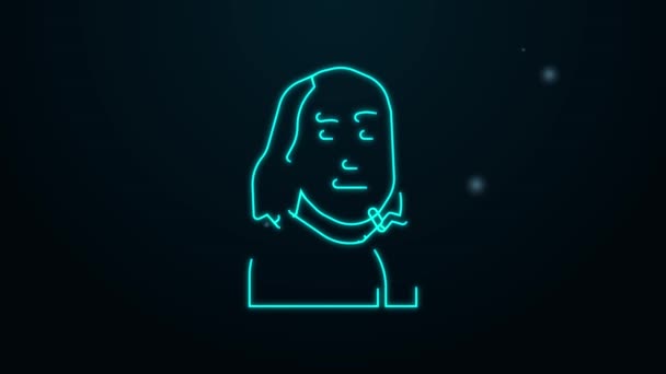 Glowing neon line Benjamin Franklin icon isolated on black background. 4K Video motion graphic animation — Stock Video