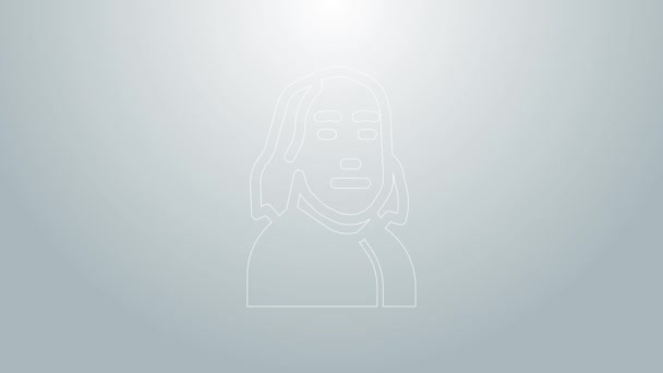Blauwe lijn Benjamin Franklin icoon geïsoleerd op grijze achtergrond. 4K Video motion grafische animatie — Stockvideo