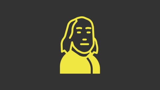 黄色のベンジャミン・フランクリンのアイコンは灰色の背景に孤立した。4Kビデオモーショングラフィックアニメーション — ストック動画
