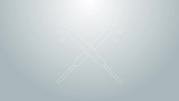 Modrá čára Sparkler ohňostroj ikona izolované na šedém pozadí. Slavnostní vánoční jiskřičky svíček. Veselé Vánoce a šťastný nový rok. Grafická animace pohybu videa 4K — Stock video