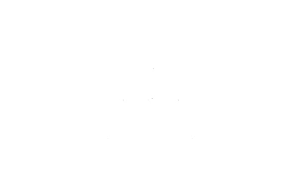 Linha preta Ícone de bastão de beisebol cruzado isolado no fundo branco. Animação gráfica em movimento de vídeo 4K — Vídeo de Stock